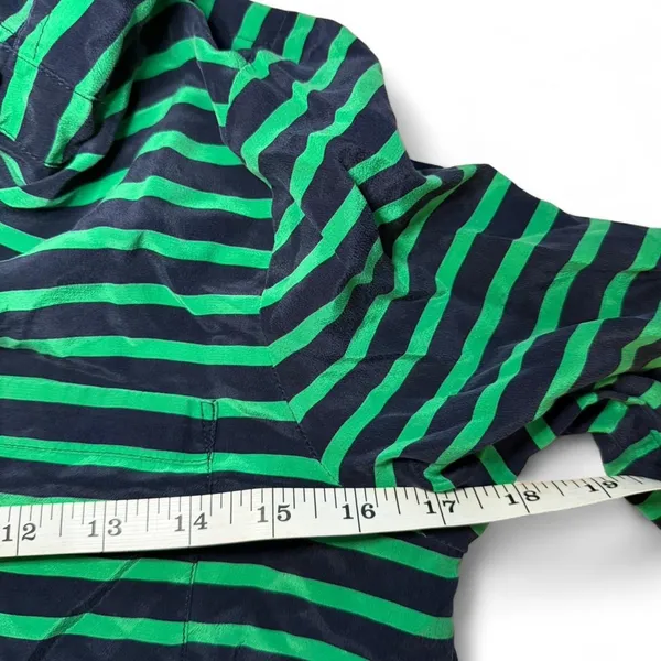 J.Crew Button Down‎ Shirt Green Navy Blue Small Striped Preppy Work Office - Image 4