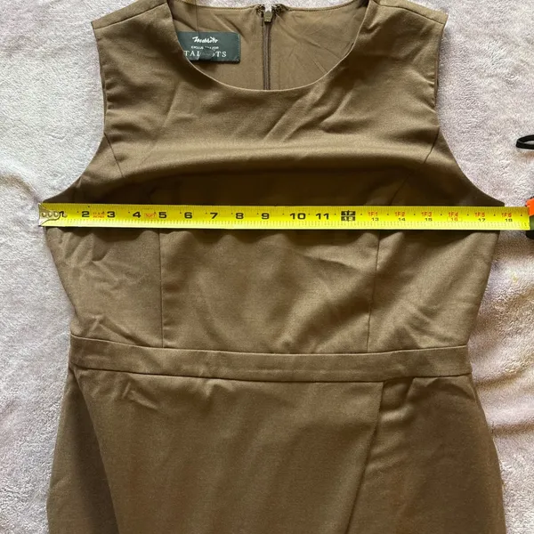 Talbots Marrotto Brown 99% Wool Sleeveless Wrap Front Sheath Dress 2 NEW - Image 7