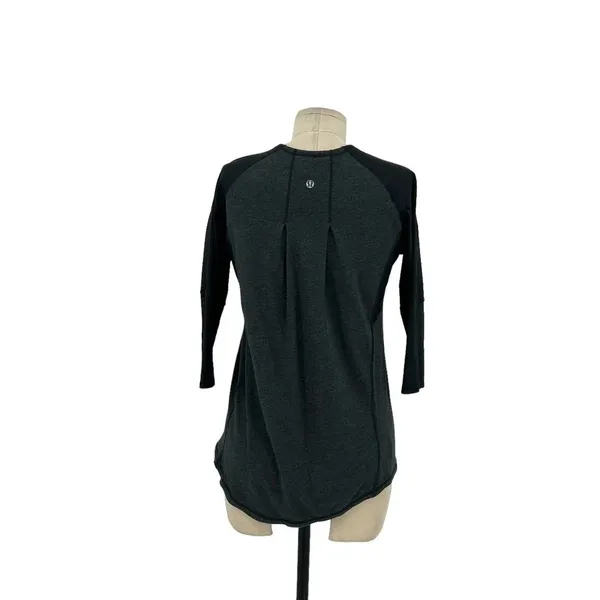 Lululemon Spincity Top Long Sleeve Zip Tee Layer Heathered Black Gray Size 6 - Image 6