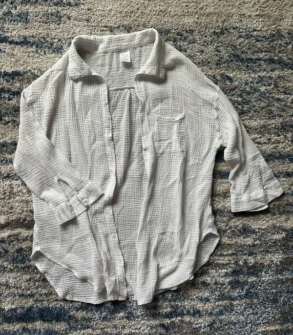 Kona Sol Waffle White Button Up - Image 2