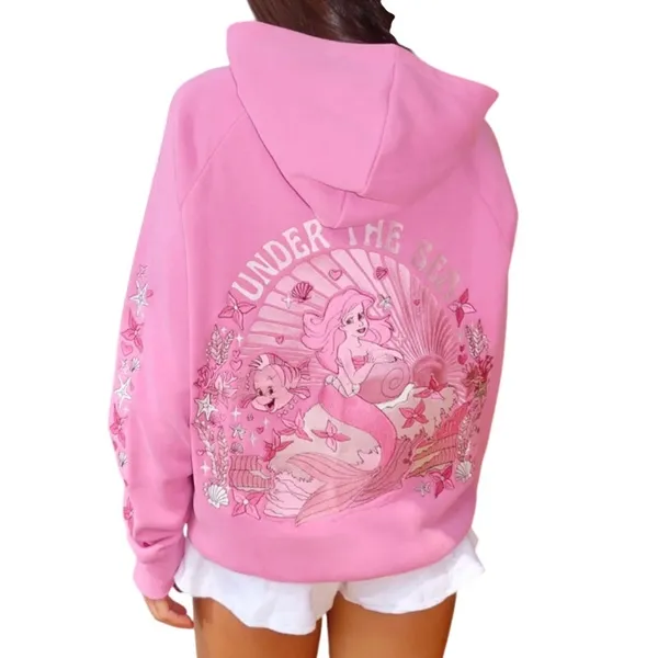 Pink Palm Puff Disney "Under The Sea" Ariel Hoodie in Pink, Size M - Image 2