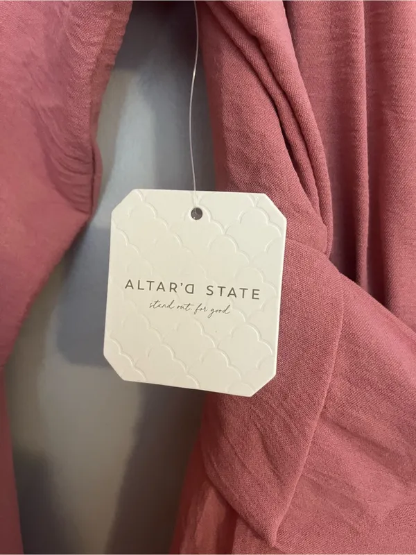 Altar'd State Dusty Rose Long-Sleeve‎ Tiered Mini Dress - Image 4