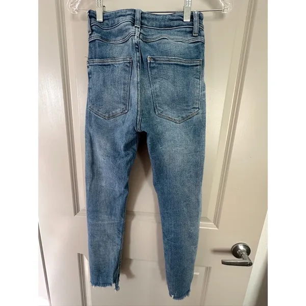 Zara High Waisted Skinny Washed Out Frayed Edges Denim Jeans Women's Sz 2 - Image 2