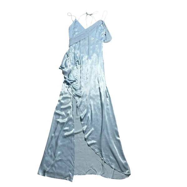 For Love & Lemons Pastel Blue Satin James Maxi Dress Womens M - Image 2