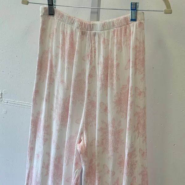 Dippin Daisys Pink White Floral Toile Wide Leg Pants Large Boho Festival - Image 5