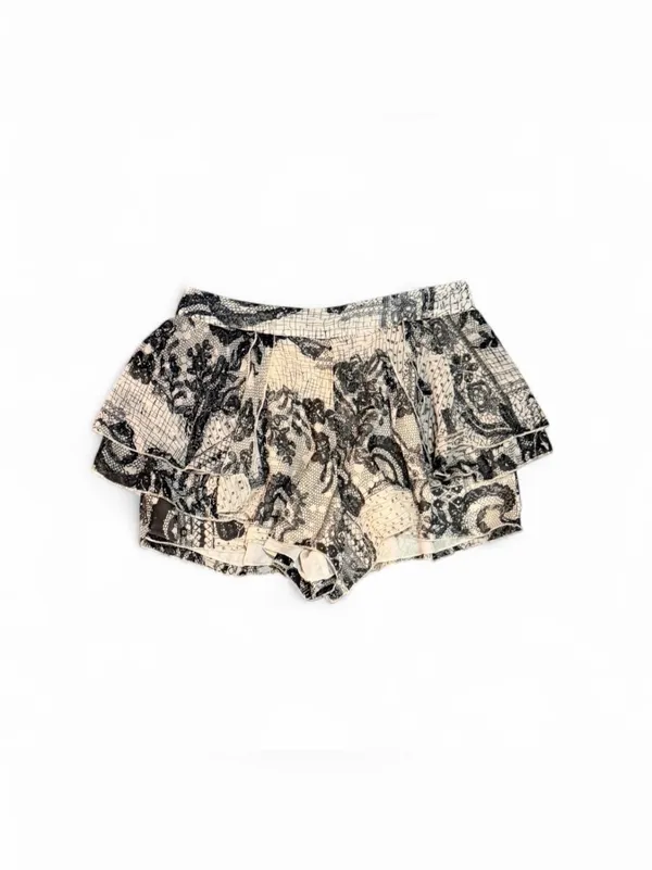 Roommates Y2K Beige & Black Floral & Paisley Print Skort Sz S - Image 2