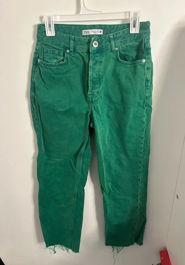 ZARA Green Straight Leg Jeans High-Waisted - Image 2