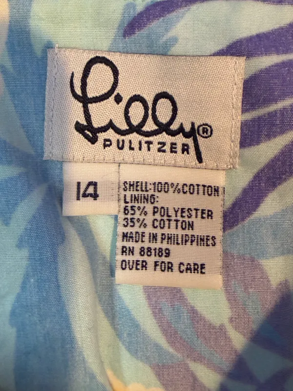 Y2K Vintage Lilly Pulitzer Cotton Floral Tropical Mini Skirt Shorts Blue Yellow - Image 6