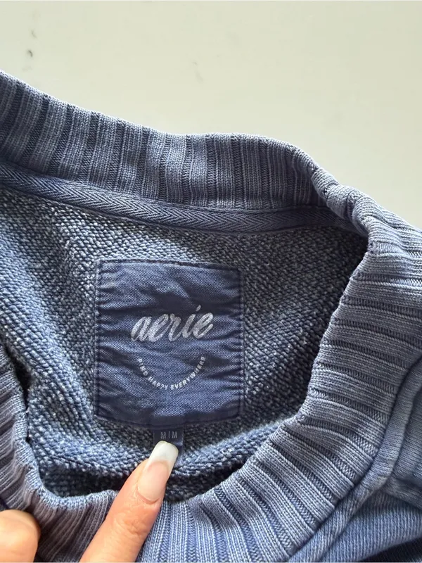 aerie faded blue checkerboard graphic crewneck‎ - Image 3