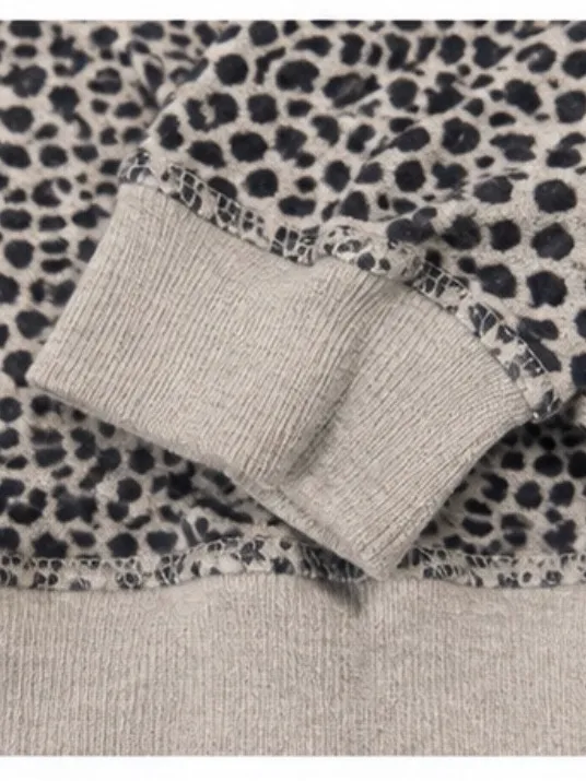 Z Supply Leopard Print Pullover Sweatshirt Top Size M Gray Black - Image 4