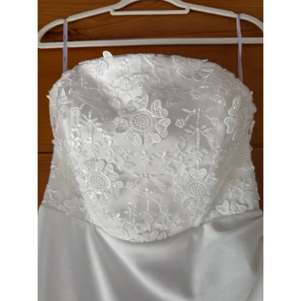Lulus Refined Glow White 3D Embroidered Sequin Strapless Maxi Dress Bridal Small - Image 7