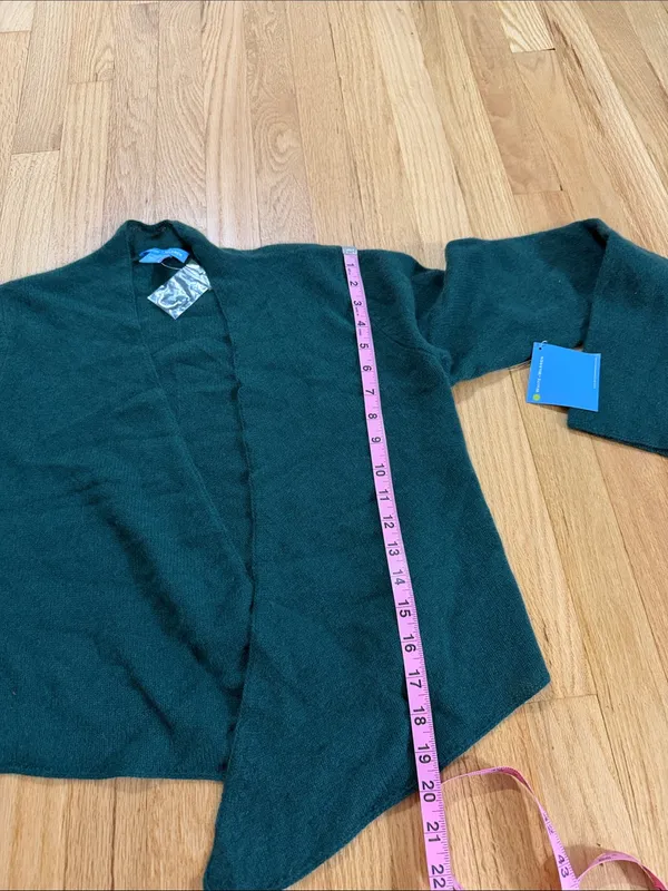NWT White + Warren Bottle Green Open Front Cashmere Cardigan Sz L - Image 5