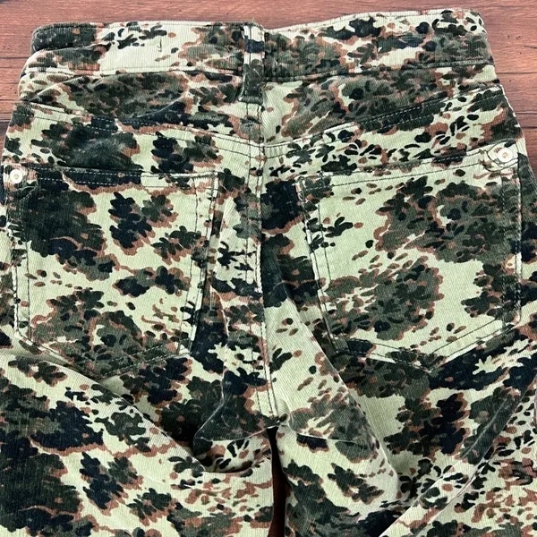 Anthropologie Pilcro Green Print Corduroy Skinny Pants - Size 24P - Image 7