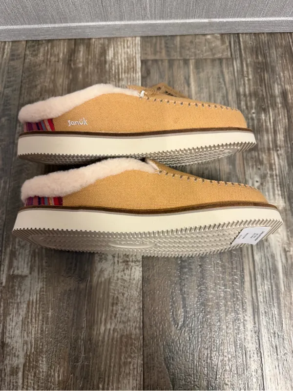 Sanuk Women's Tan Canvas Shearling-Lined Mules Size 6 - Image 12