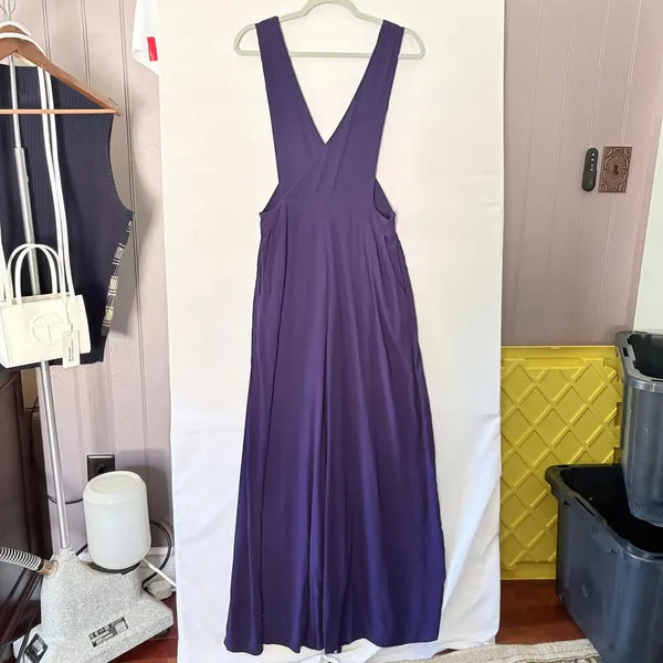 Maeve Anthropologie Purple Wide Leg Jumpsuit Knotted Straps Size 10 OB668987 - Image 2