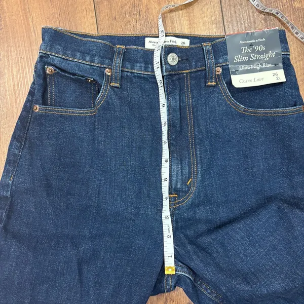 Abercrombie & Fitch 90s Slim Straight Ultra High Rise Curve Love Jeans 26/2L NWT - Image 7
