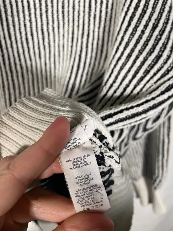 Aerie Womens Beyond Chenille Black White Crewneck Sweater Xs - Image 4