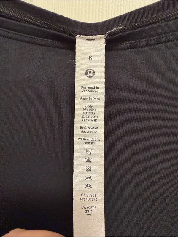 Lululemon Womens Back In Action Shirt Size 8 Pima Cotton Black Athleisure W3CE0S - Image 6