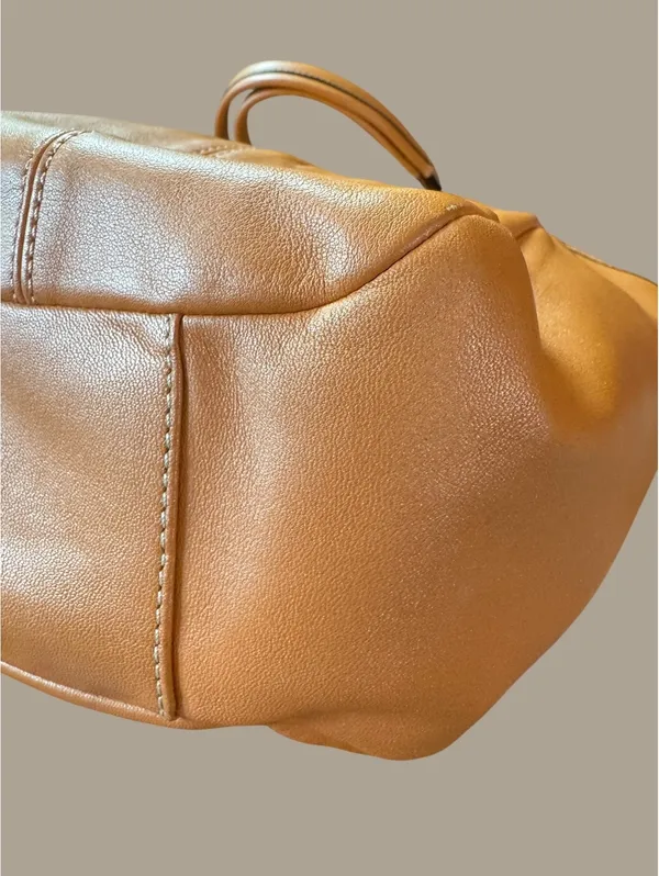 Coach Leather Shoulder Tote Bag in Metallic Orange - Image 5