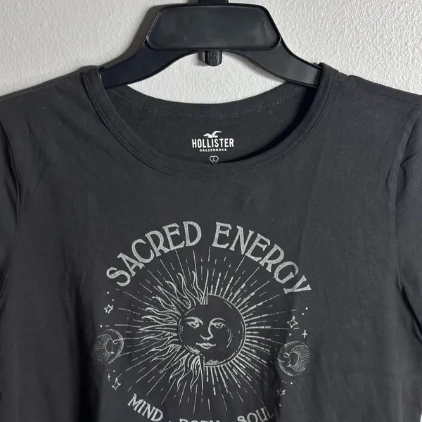 Hollister Women Gray Basic Crop Top Shirt size‎ L - Image 2