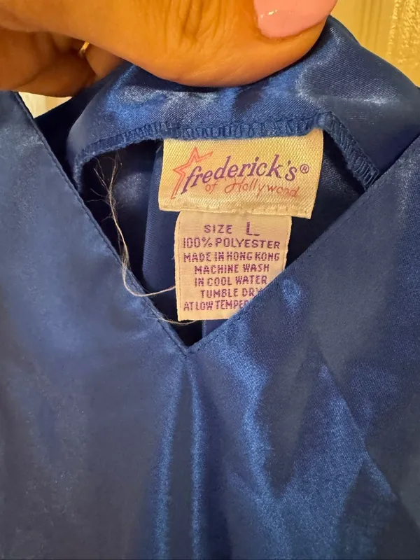 Vintage Frederick’s of Hollywood royal/cobalt-blue satin maxi slip nightgown - Image 3