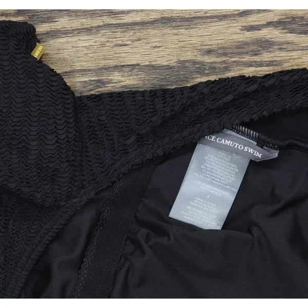 NWT Vince Camuto Textured Scoop Neck Ring One Piece Swimsuit V1L099 Black 4 - Image 8
