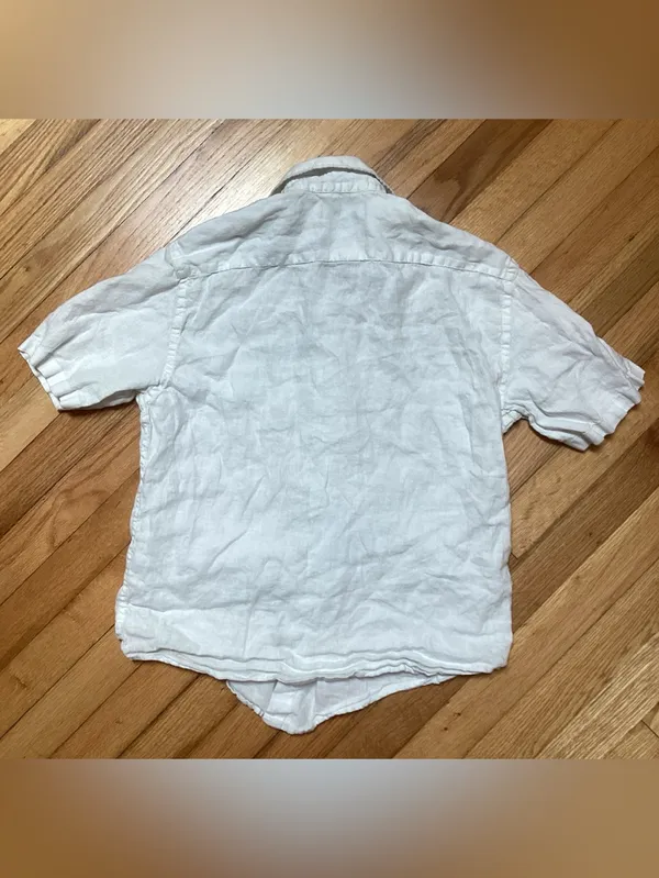 Quince White Relaxed Fit Short-Sleeve Button-Down Shirt Linen Size small - Image 5
