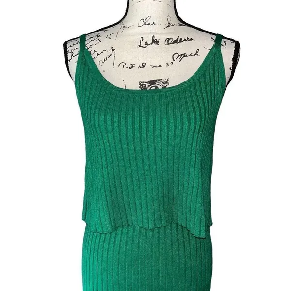 Scoop‎ NYC green 2-piece tank sweater & skirt set small 4-6 - Image 2