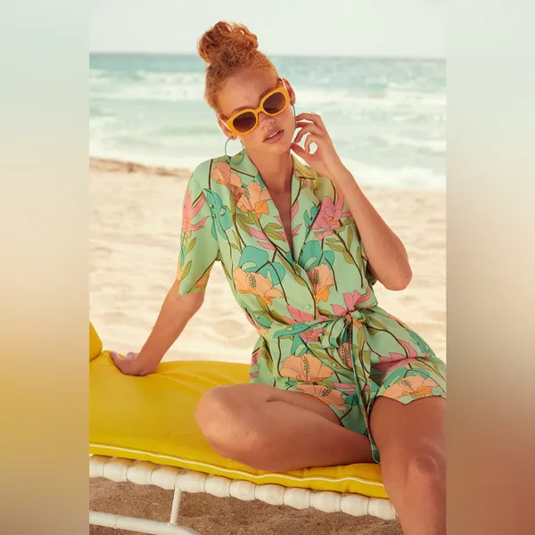 Lulus Totally Tropical Light Green Floral Print Button-Up Shirt Dress - Image 5