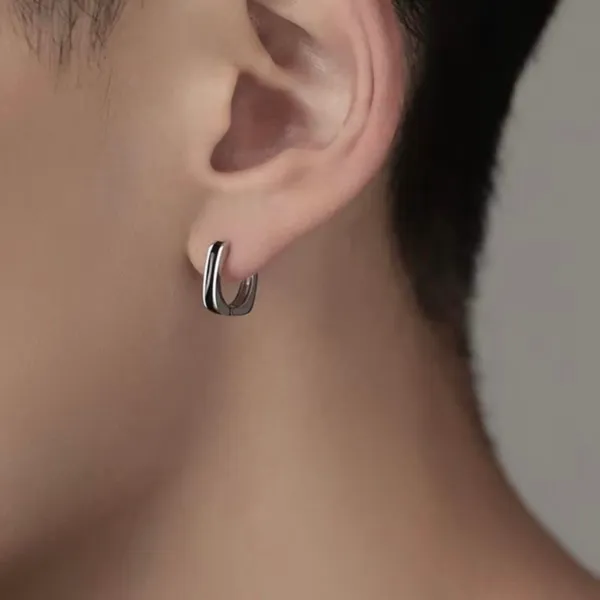 925 Silver Plated Geometry Hoop Earrings for Men Women - Image 5
