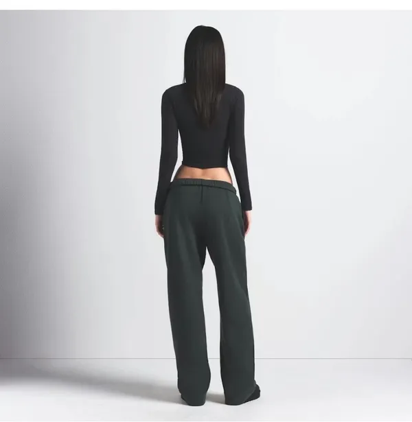 Skims Cotton Fleece Classic Straight Leg Sweatpants - Spruce, Size small NWT - Image 2