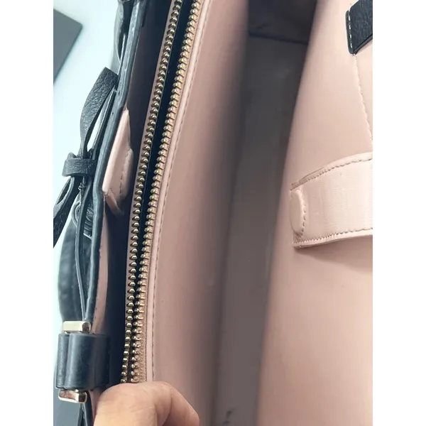 Kate Spade New York Black Leather Satchel Tote Bag Tassel Bow Medium Pink READ** - Image 13