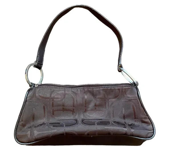 Y2K Express Brown Print Leather Shoulder Bag - Image 2