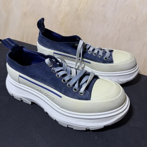 Alexander McQueen Tread Slick Sneakers Denim Blue Size 7/37 - Image 2