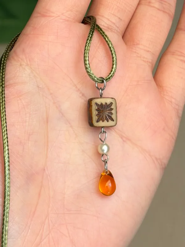 Handmade Czech glass beads mix boho fairy whimsy retro necklace🌿✨ - Image 4