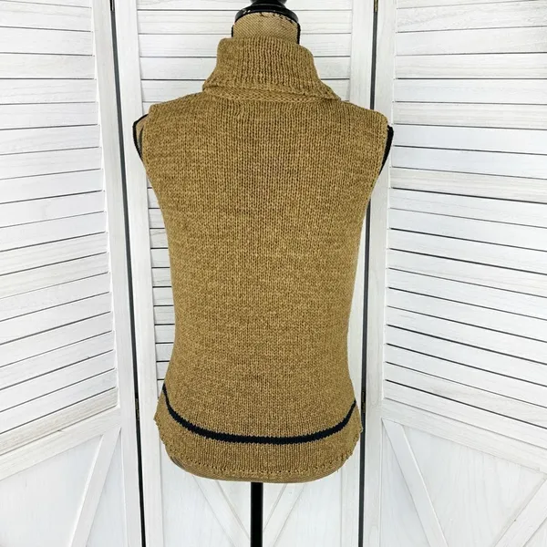 Jones New York Sleeveless Nylon Knit Turtleneck Sweater Tan Medium‎ Preppy - Image 4
