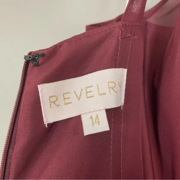 Revelry Bridesmaid Dress Halter‎ Tank Maxi Sleeveless Size 14 Brownish-Burgundy - Image 3