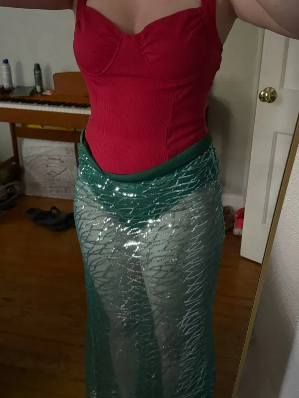SHEIN Sequin Mesh Maxi Skirt Mermaid Costume - Image 3