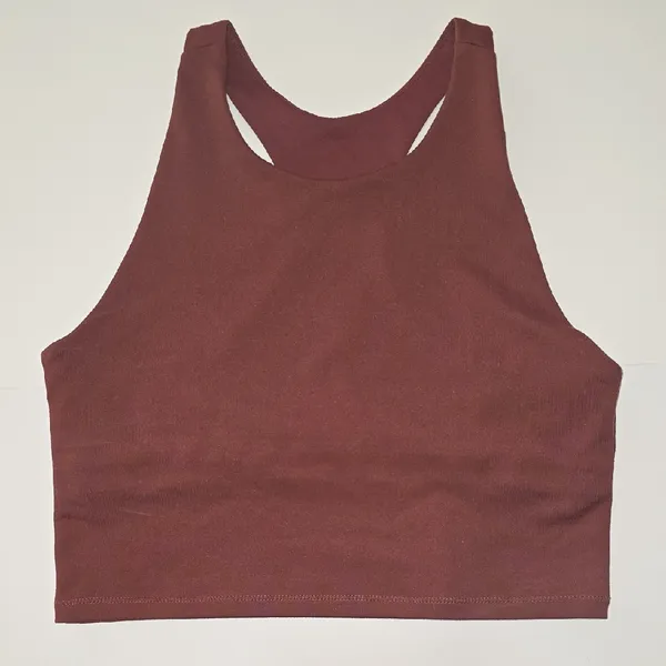 Racerback Athletic Sports Bra Maroon High Neck Seamless Womens XL Gym Active - Image 2