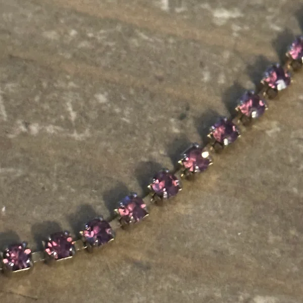 Vintage gold tone pink tennis necklace - Image 3