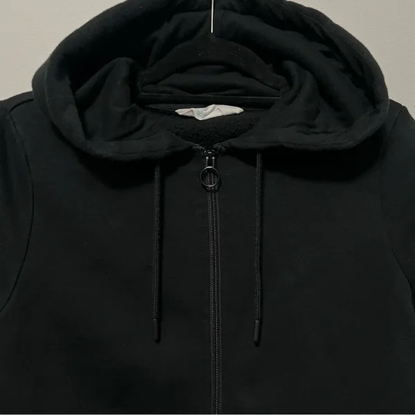 Primark Cares Black Zip Up Drawstring Hoodie Sweatshirt Size USA S - Image 3