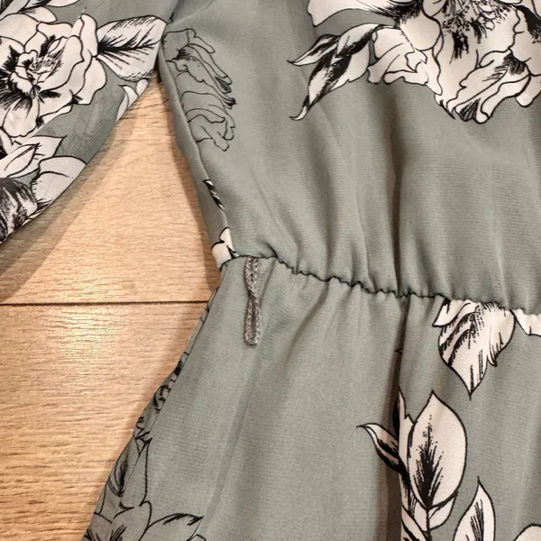 Maurices Floral Off the Shoulder Mini Dress XL Sage‎ Green 3/4 Sleeve Ruffle Hem - Image 8