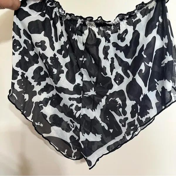 Women's Lingerie Set Black & White Patterned‎ Lace Top Sheer Bottoms Size Large - Image 6