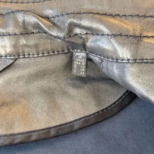 Dismero Italian Made Metallic Trench Jacket Womens 10 Belted Moto - Image 6