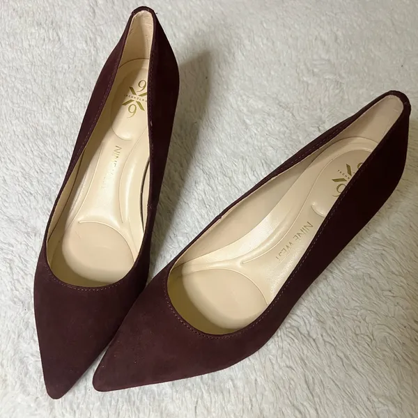 Nine West Burgundy Suede Heels size 6 - Image 2