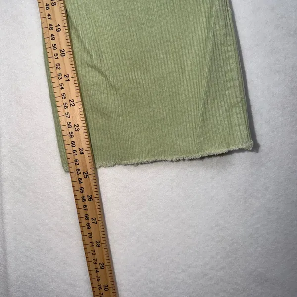 PacSun 90s Boyfriend Corduroy Pants Womens 24 Sage Green High Waisted Raw Hem - Image 3