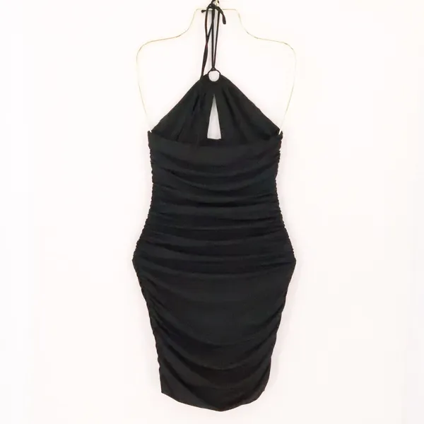Princess Polly Ruched Halter Mini Dress Womens Size‎ 4 Black Club Bodycon LBD - Image 5