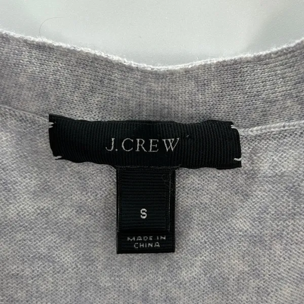 J.Crew Womens Gray 100%‎ Merino Wool V-Neck Button Front Cardigan Sweater Small - Image 4