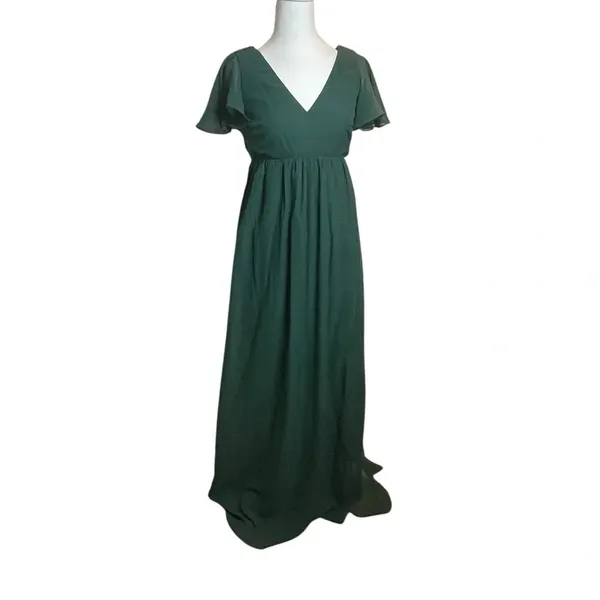 Birdy Grey Hannah Emerald Green Empire Dress Size XS‎ Bridesmaid Event Pockets - Image 3