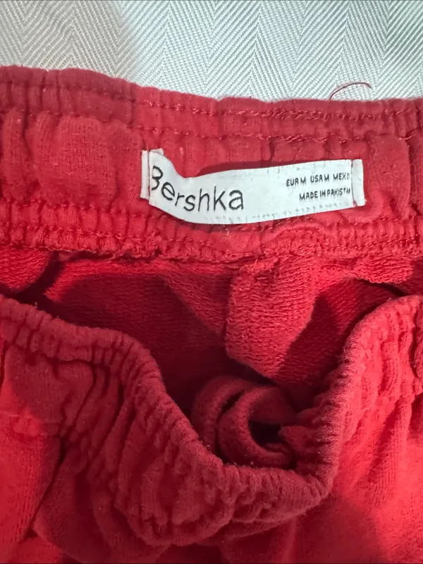 Bershka Crimson Sweatpants with White Heart Graphic - Image 2